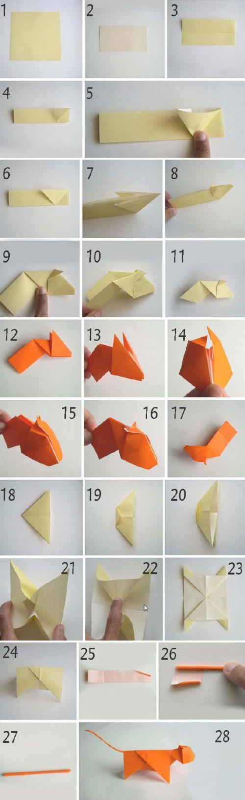 Как сделать Тигра из бумаги оригами. Тигр оригами для детей