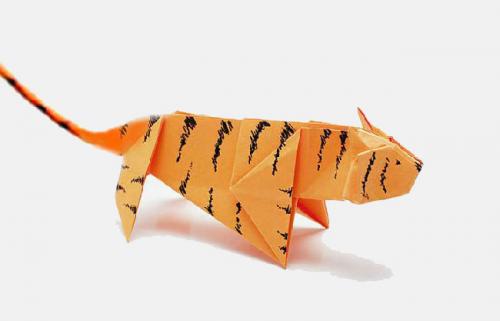 Как сложно делать бумажный тигра. Тигр оригами для детей